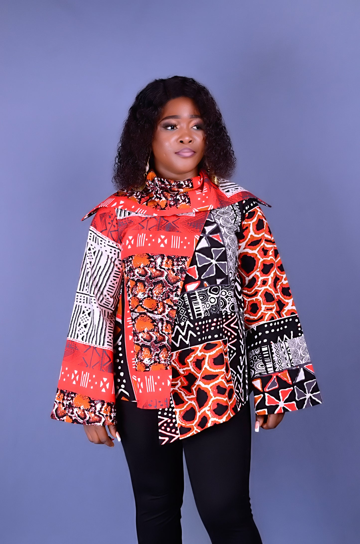 Asymmetrical front open blouse