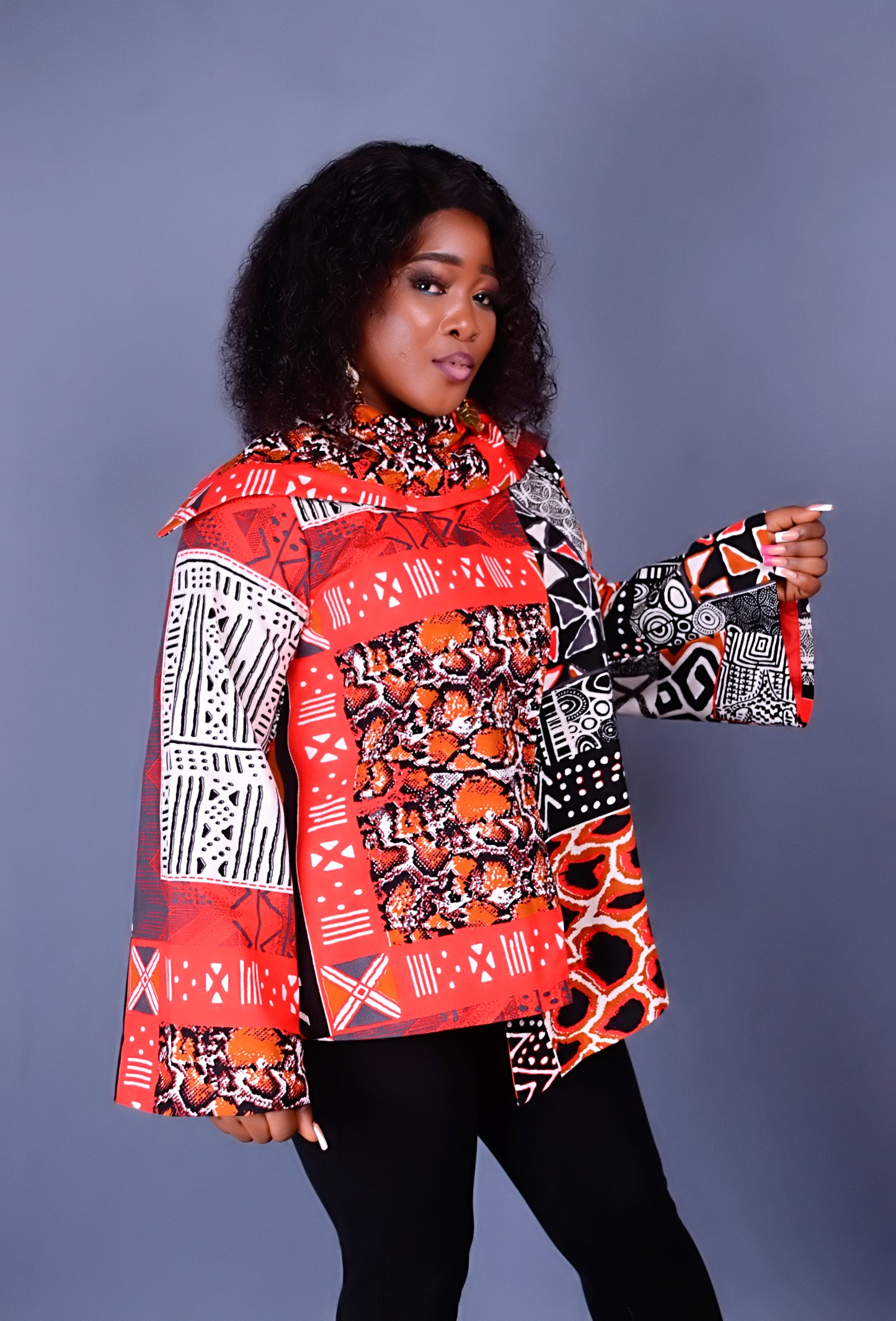 Asymmetrical front open blouse