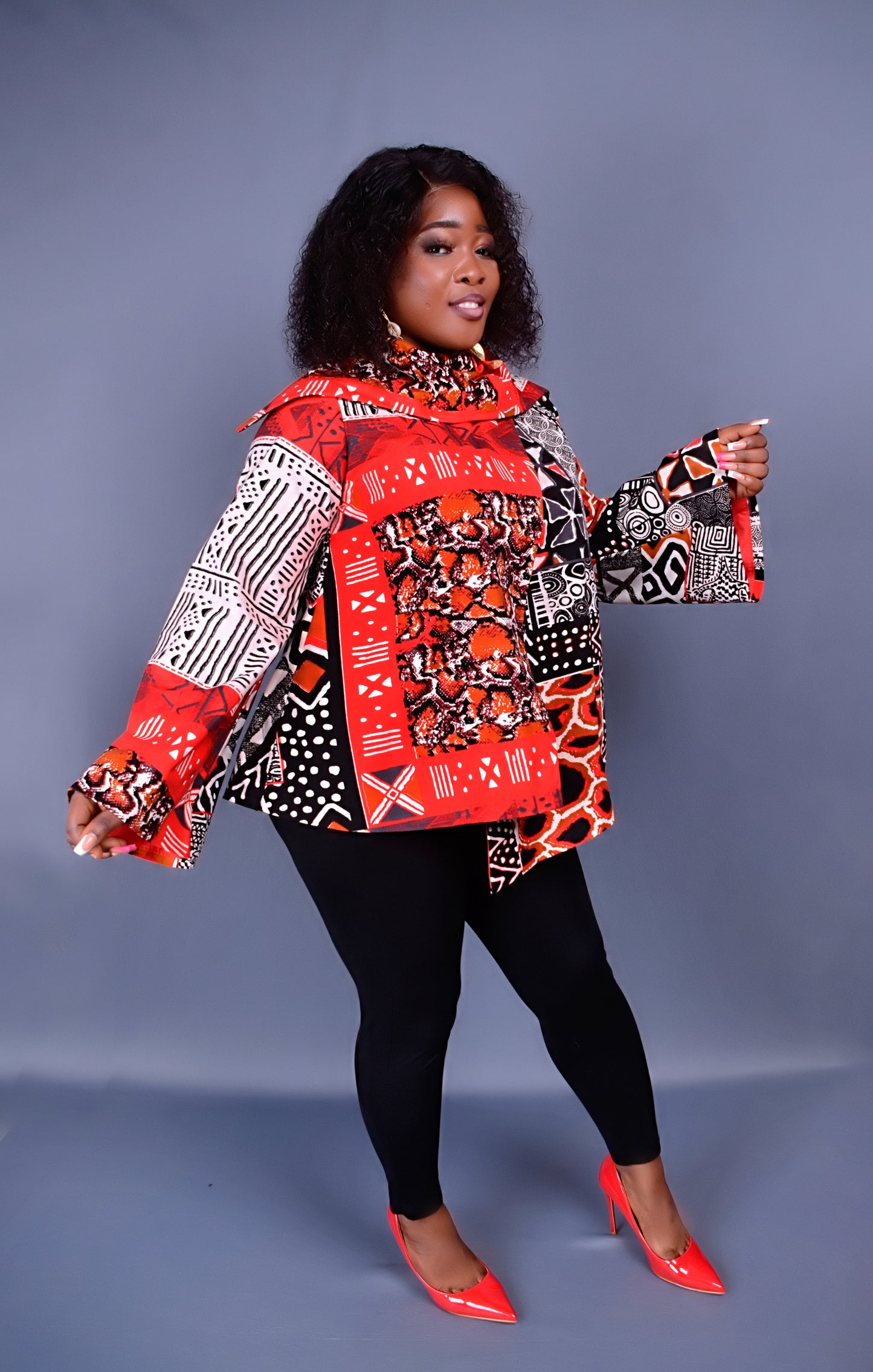 Asymmetrical front open blouse