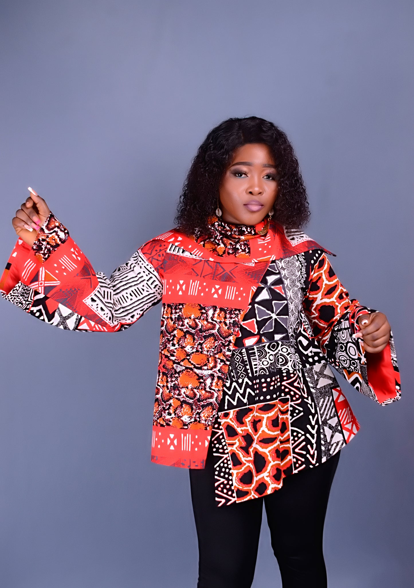 Asymmetrical front open blouse