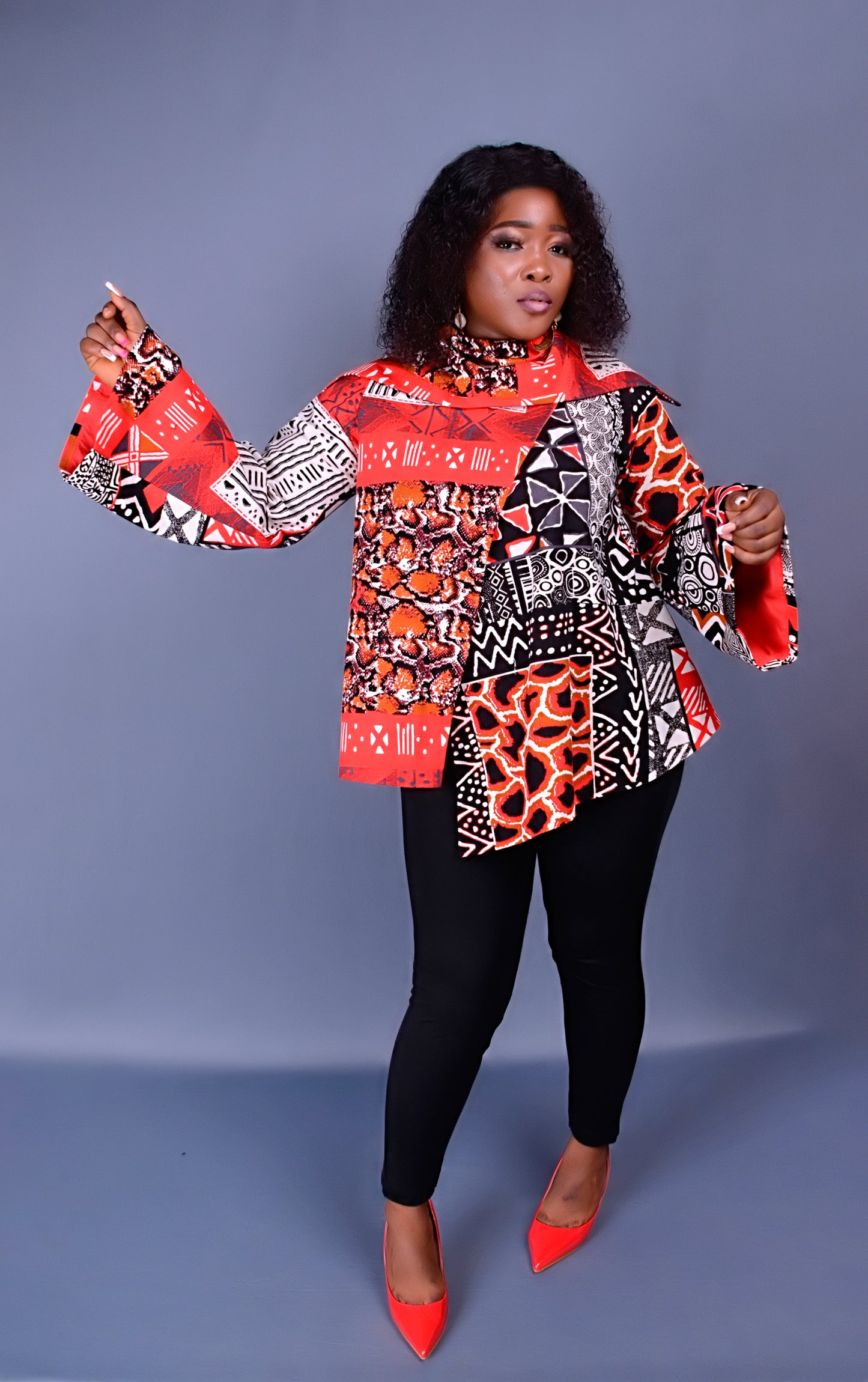 Asymmetrical front open blouse