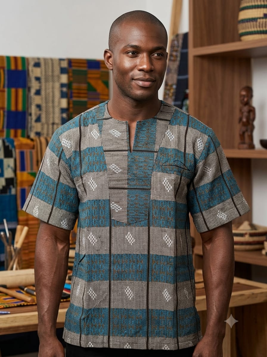 Blue Woven Grid Shirt