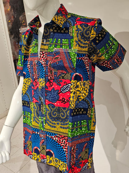 Vibrant Multi-color Patchwork Shirt