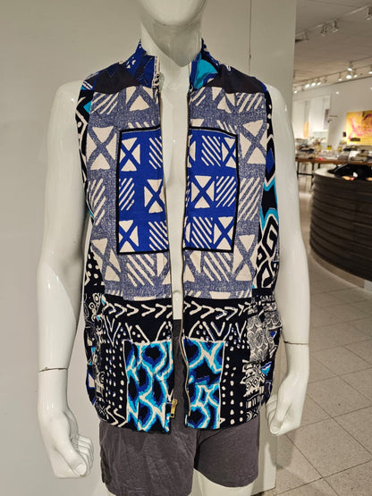 Blue & White Patchwork Vest