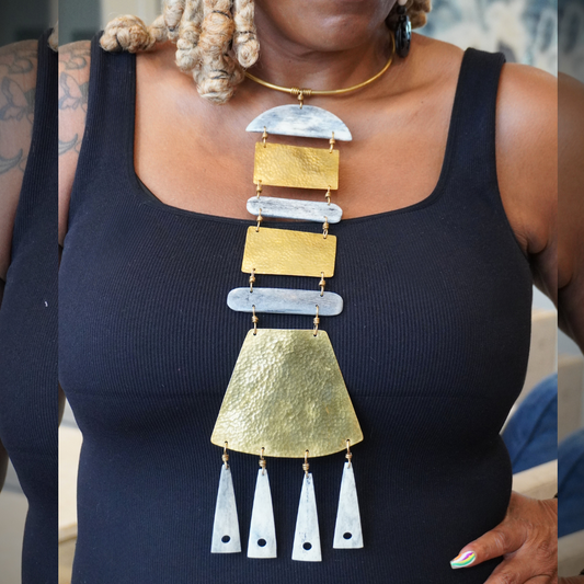 Horn and Brass Statement Necklace