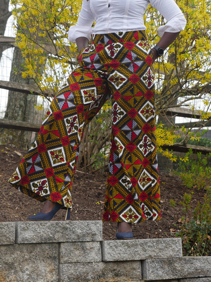 Annateiko Red Wide Leg Trousers