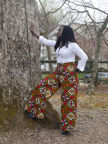 Annateiko Red Wide Leg Trousers