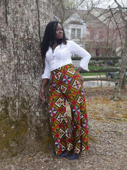 Annateiko Red Wide Leg Trousers