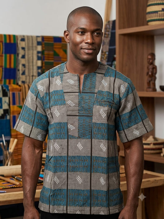Blue Woven Grid Shirt