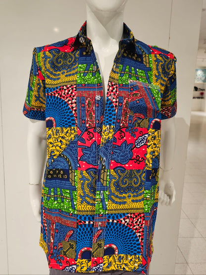 Vibrant Multi-color Patchwork Shirt