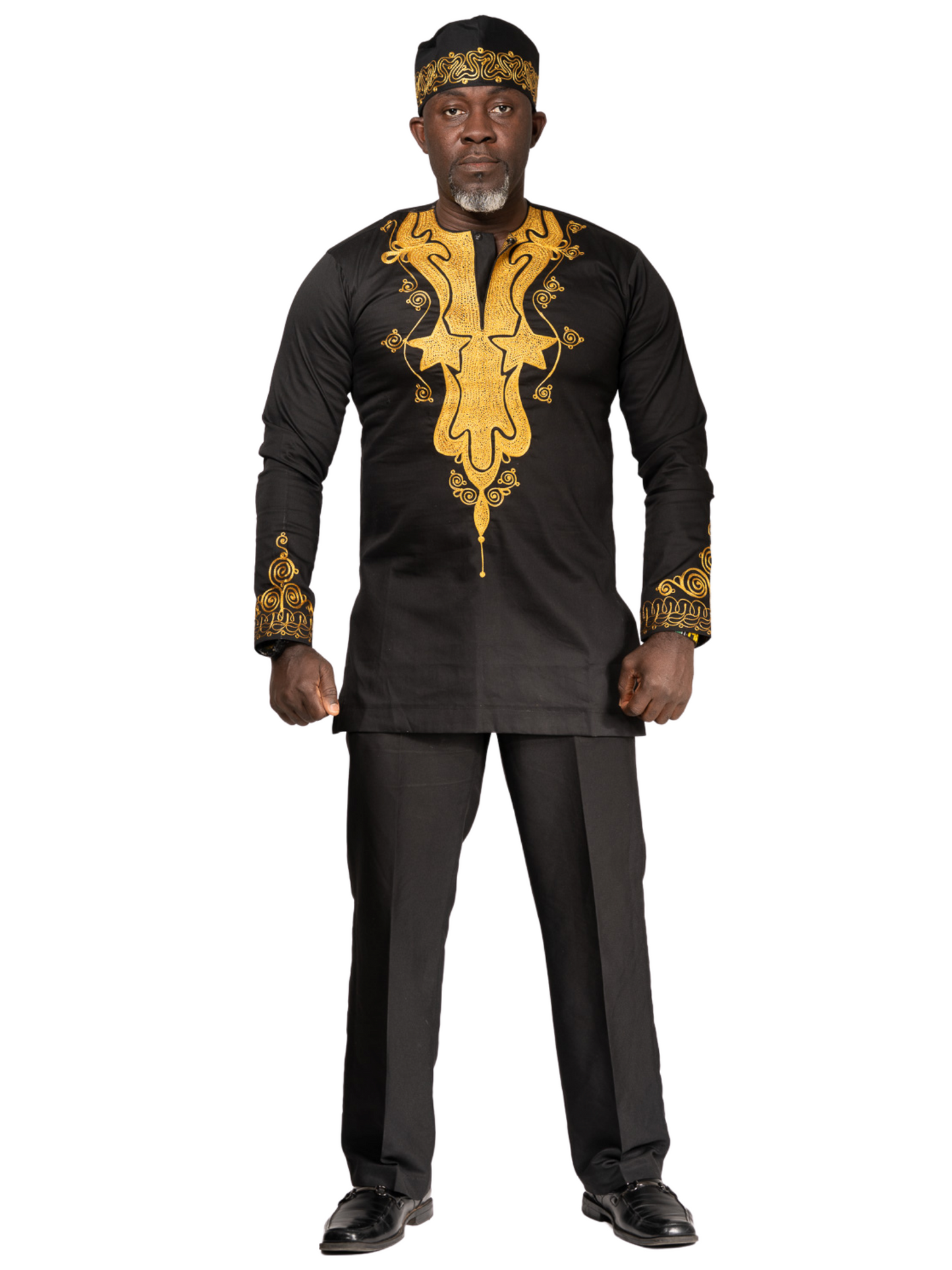 Black & Gold Dashiki Shirt