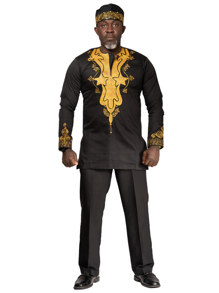 Black Gold Dashiki Shirt ANNATEIKO DESIGNS